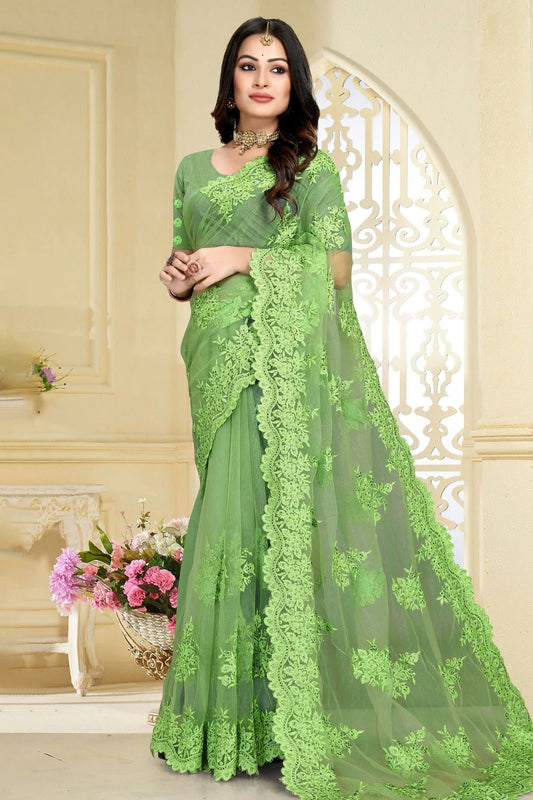 Light Green Colour Net Saree SD1090817