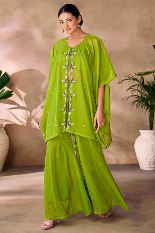 Light Green Colour Organza Co Ord Suit TP1080958