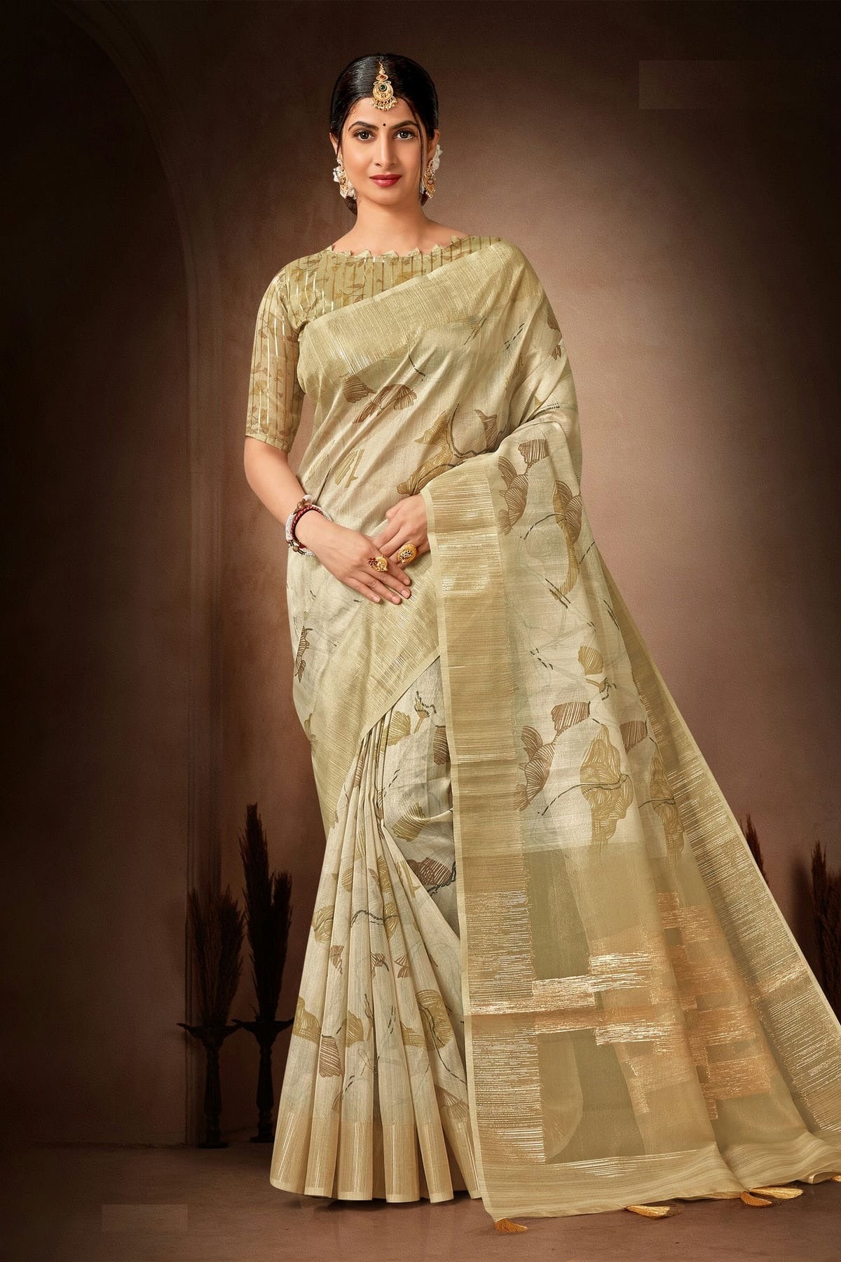 Light Green Colour Organza Printed Saree LC1121588