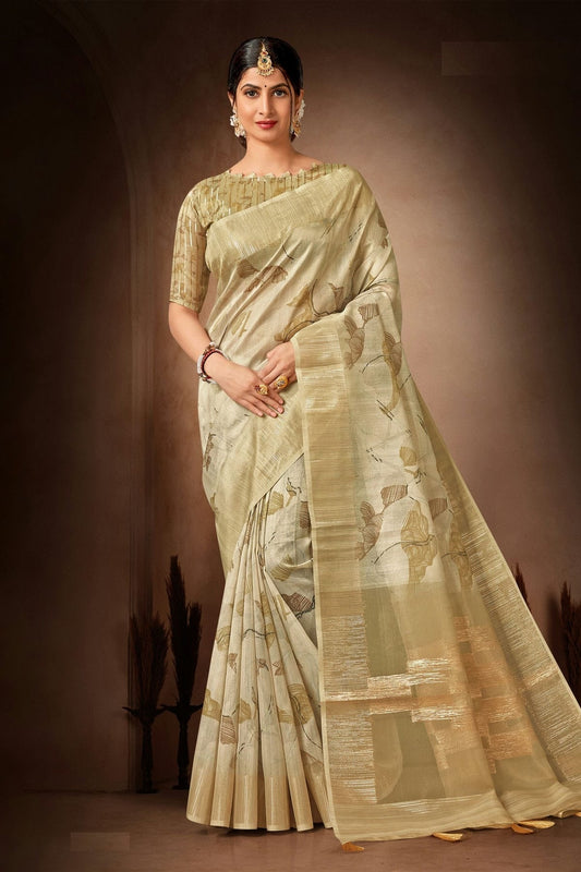 Light Green Colour Organza Printed Saree LC1121588