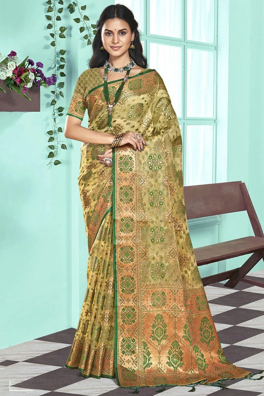 Light Green Colour Organza Traditional Saree SD1102594