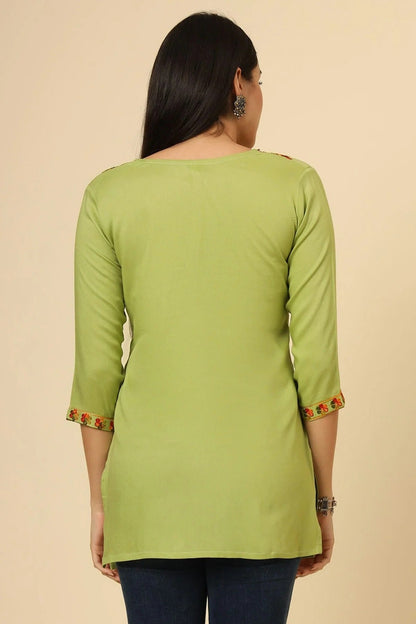 Light Green Colour Rayon Readymade Top TP1110848 A