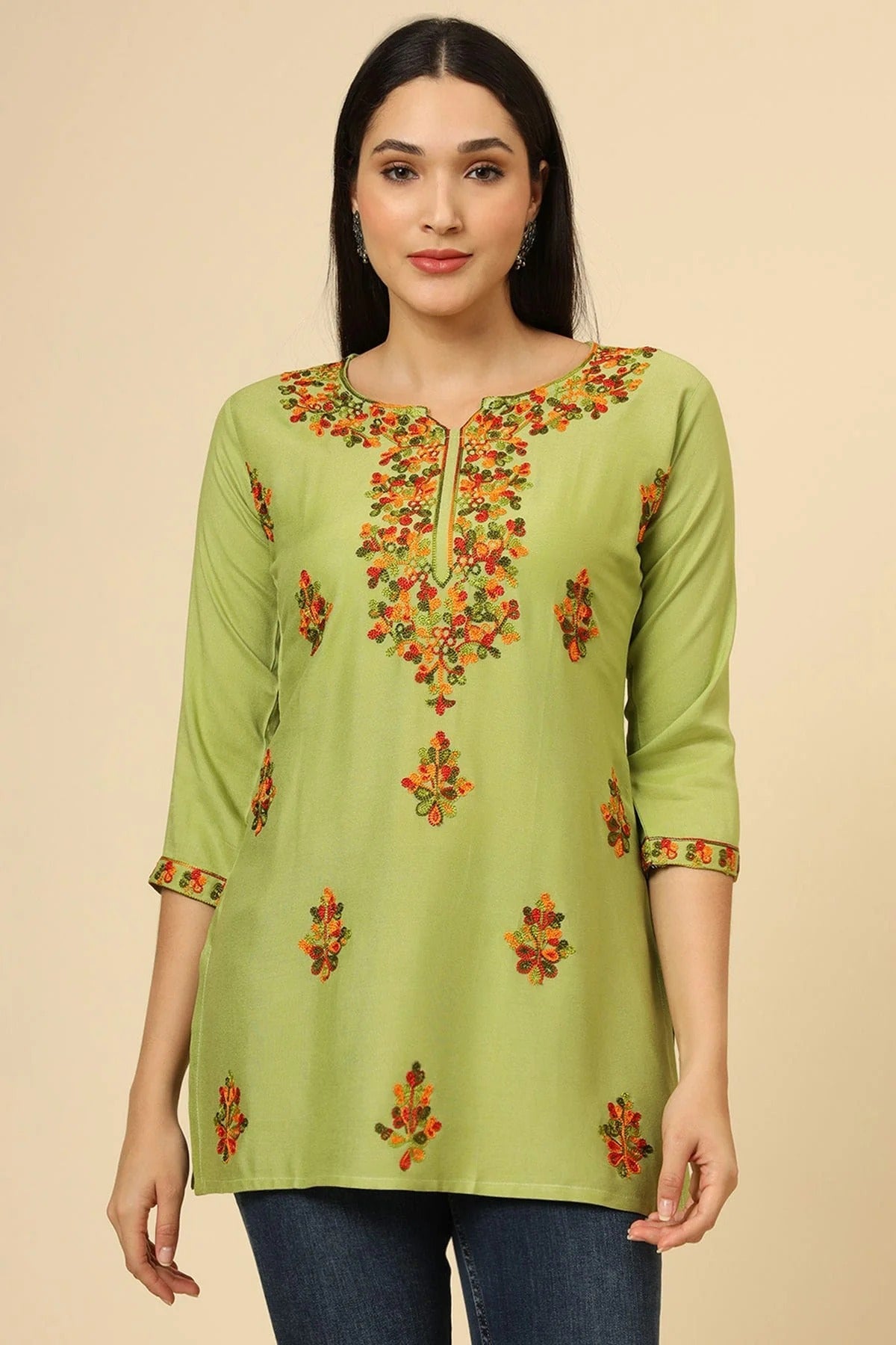 Light Green Colour Rayon Readymade Top TP1110848