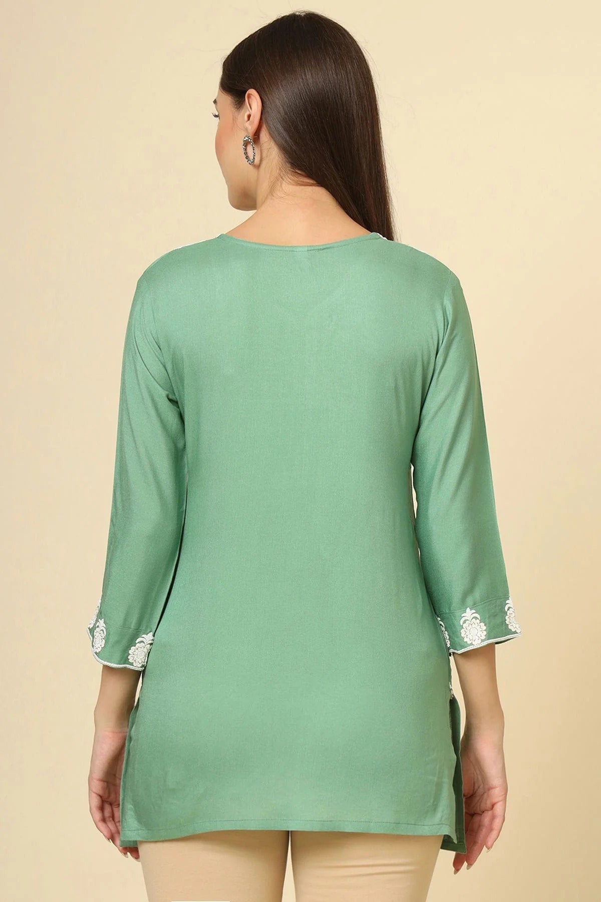 Light Green Colour Rayon Readymade Top TP1110855 A