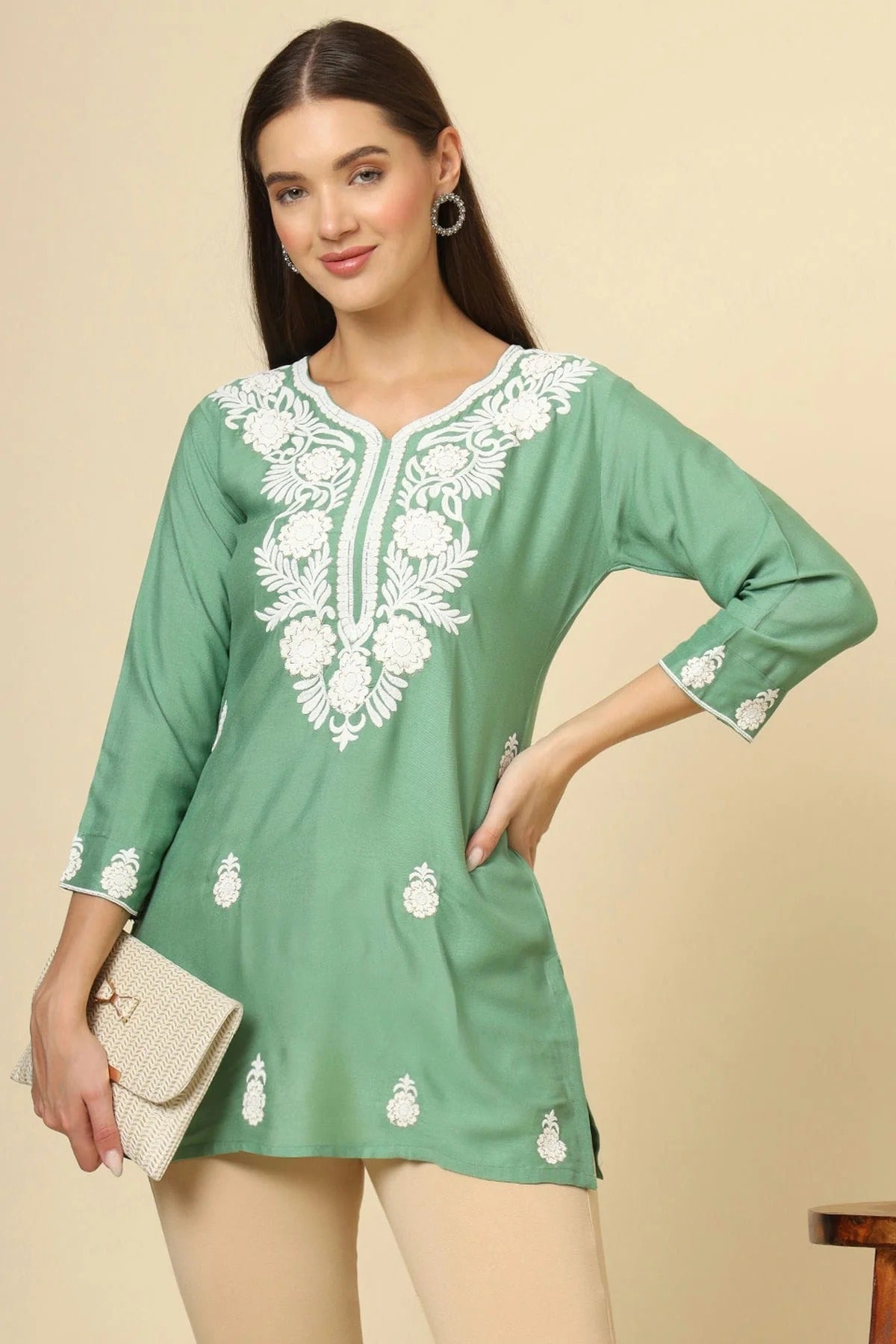 Light Green Colour Rayon Readymade Top TP1110855