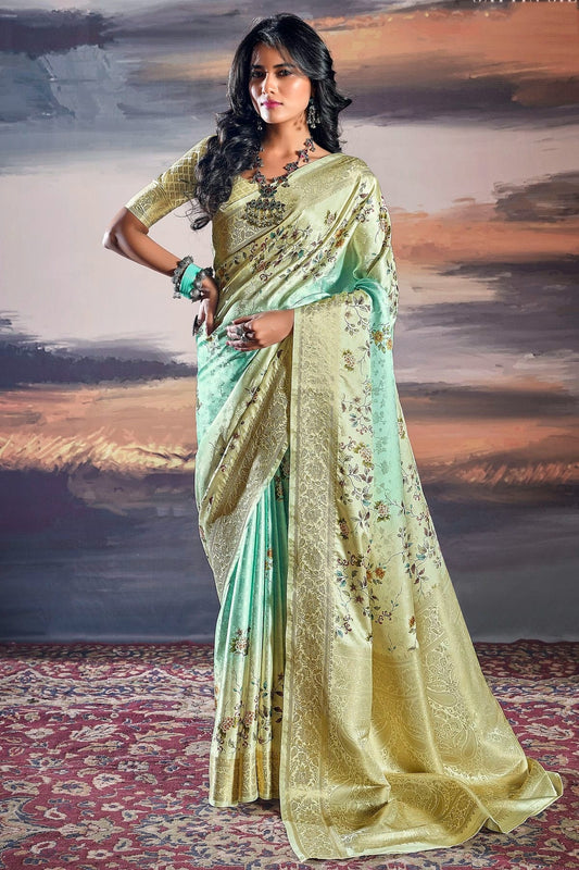 Light Green Colour Satin Traditional Saree SD1290242