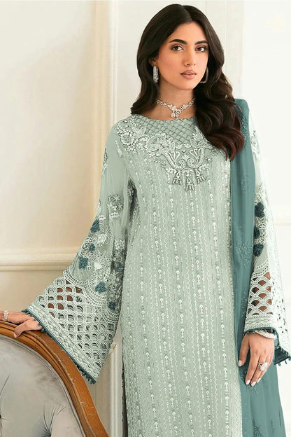 Light Green Colour Semi Stitched Faux Georgette Pakistani Suit SM1140226 A