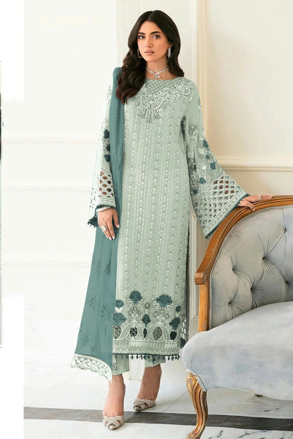 Light Green Colour Semi Stitched Faux Georgette Pakistani Suit SM1140226