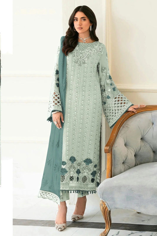 Light Green Colour Semi Stitched Faux Georgette Pakistani Suit SM1140226