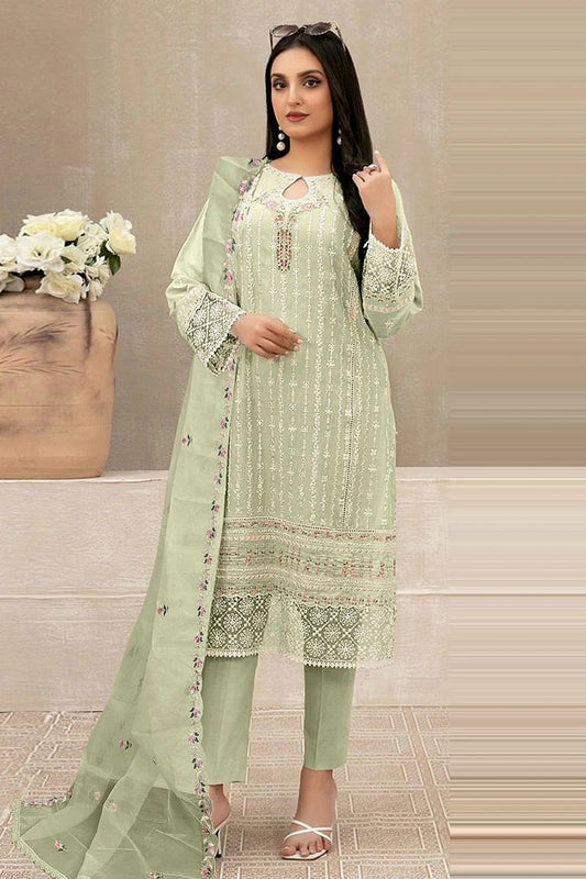 Light Green Colour Semi Stitched Faux Georgette Pakistani Suit SM1140236