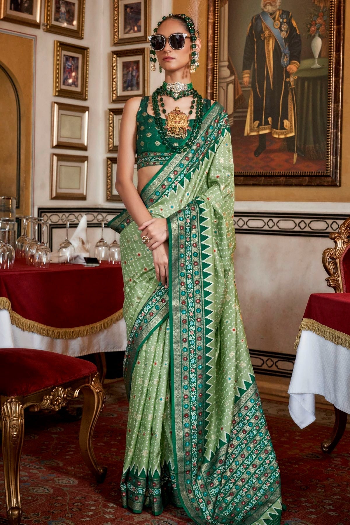 Light Green Colour Sigma Silk Patola Print Saree SD1290055