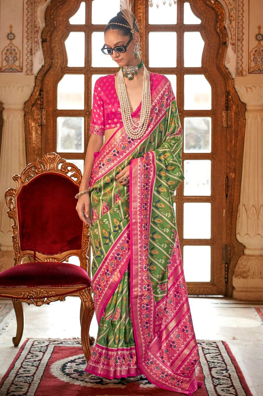 Light Green Colour Silk Patola Print Saree SD1290051