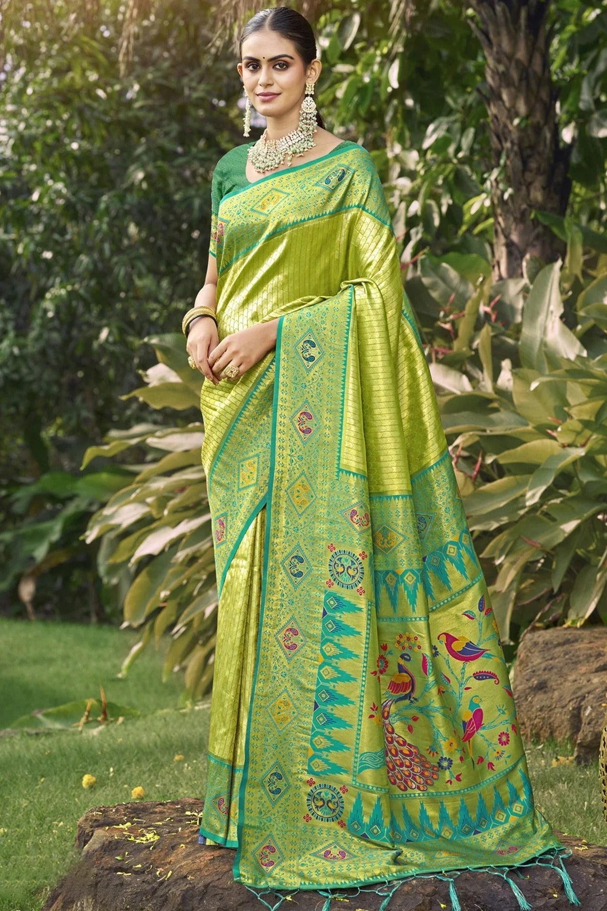 Light Green Colour Silk Woven Work Traditional Saree SD1102835