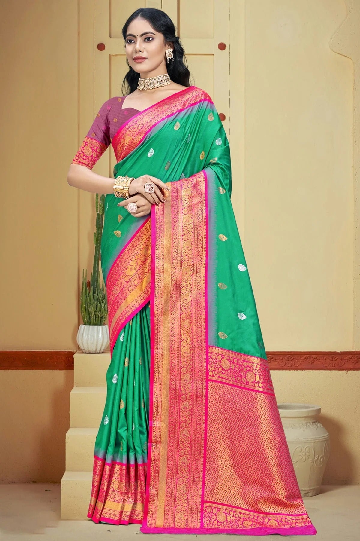 Light Green Colour Silk Woven Work Traditional Saree SD1102965