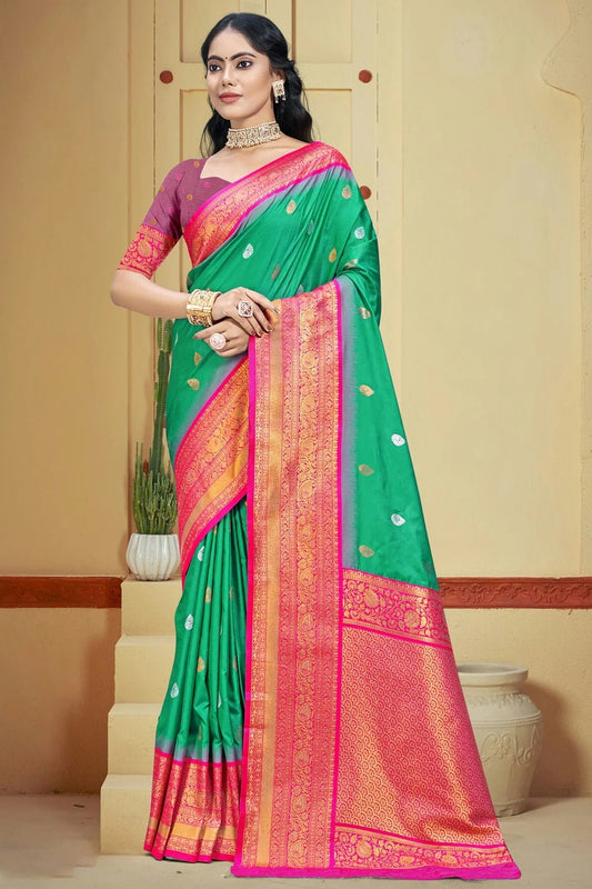 Light Green Colour Silk Woven Work Traditional Saree SD1102965