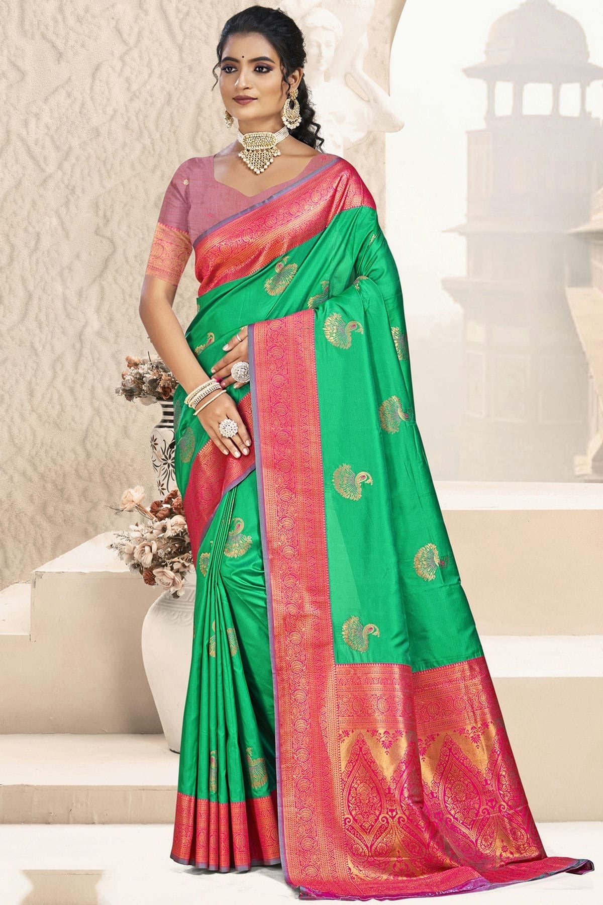 Light Green Colour Silk Woven Work Traditional Saree SD1103057