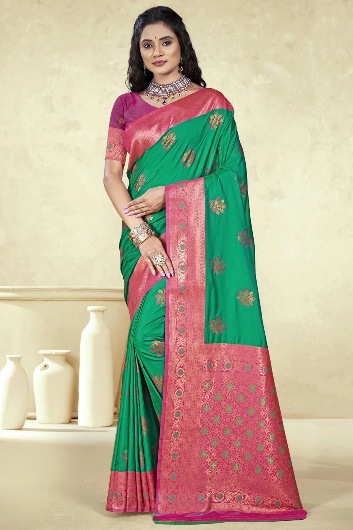 Light Green Colour Silk Woven Work Traditional Saree SD1103087