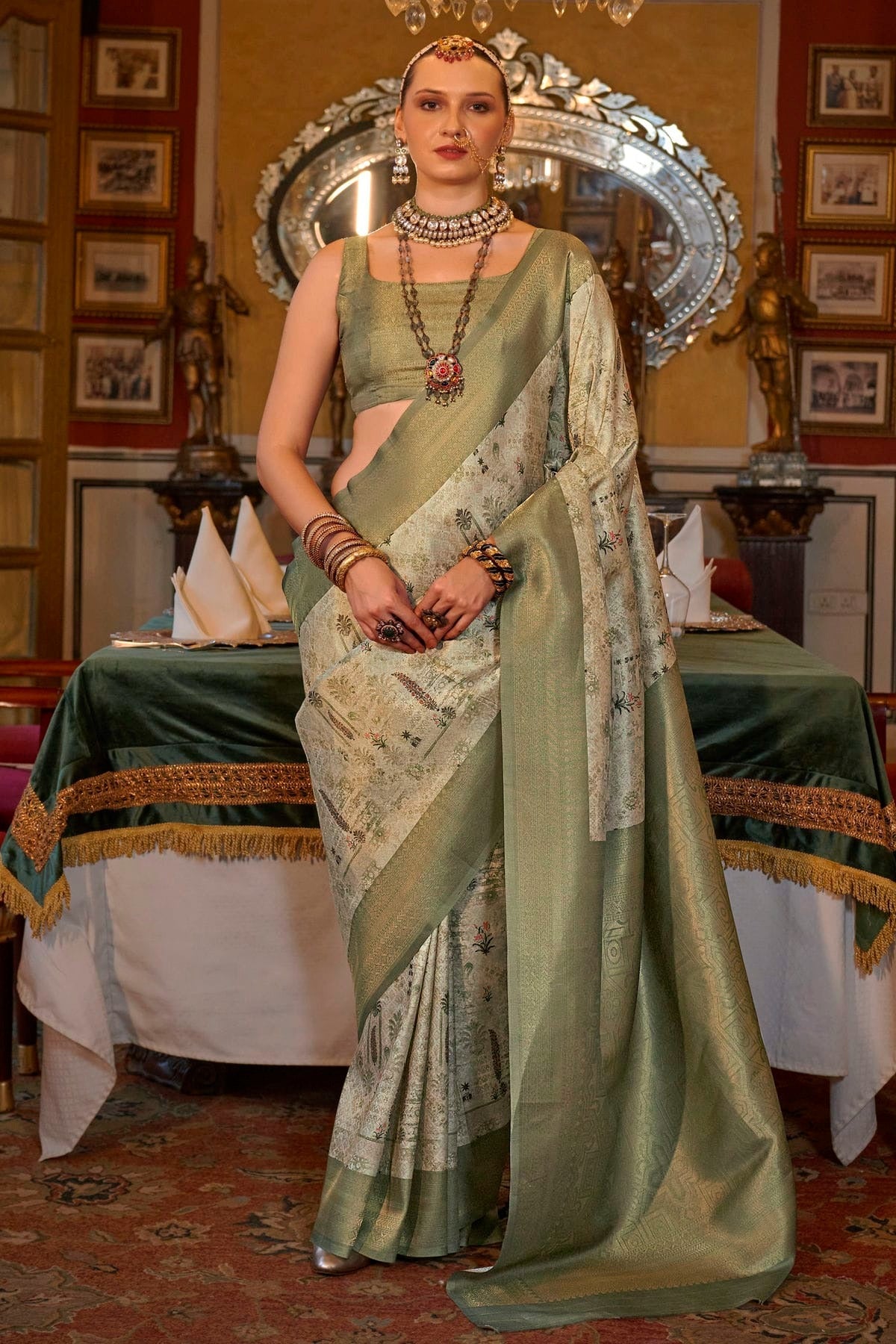 Light Green Colour Tusser Silk Traditional Saree SD1290188