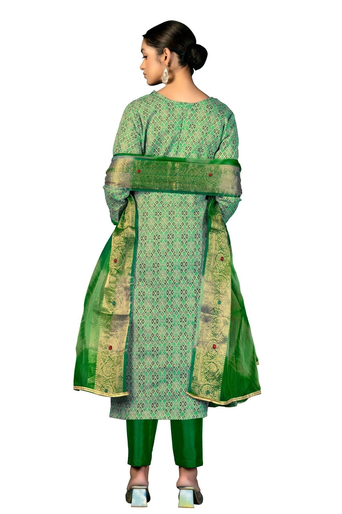 Light Green Colour Unstitched Cotton Fabric Straight Suit US1160958 A