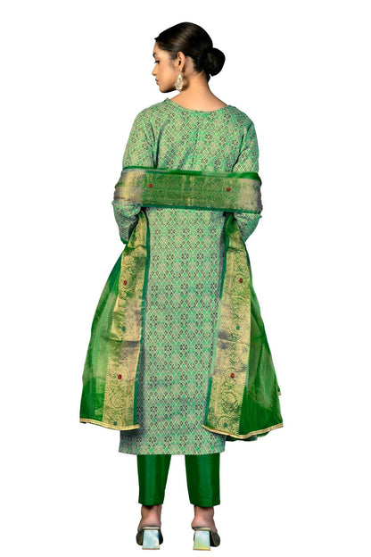 Light Green Colour Unstitched Cotton Fabric Straight Suit US1160958 A