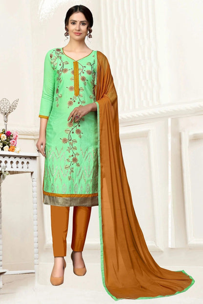 Light Green Colour Unstitched Glass Cotton Straight Suit US1160871