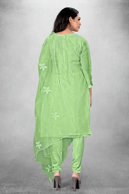 Light Green Colour Unstitched Organza Churidar Suit US1160778 A