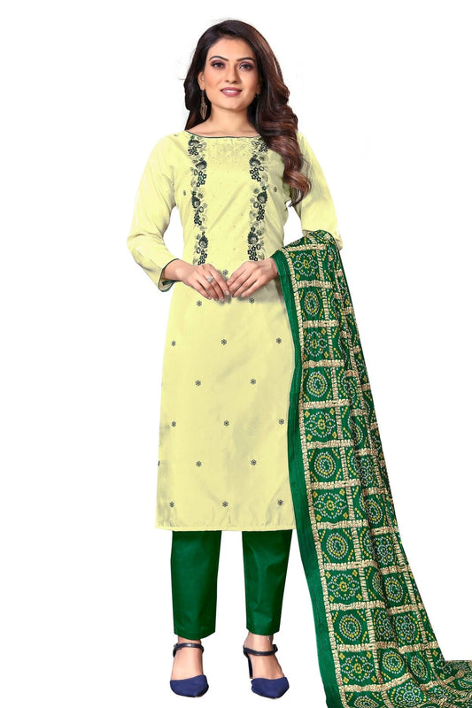 Light Green Colour Unstitched Silk Straight Suit US1160629