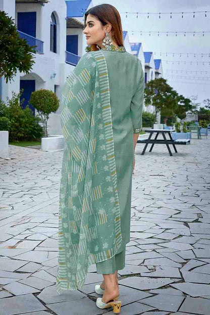 Light Green Colour Viscose Stitched Suit SS1112973 A