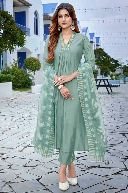 Light Green Colour Viscose Stitched Suit SS1112973
