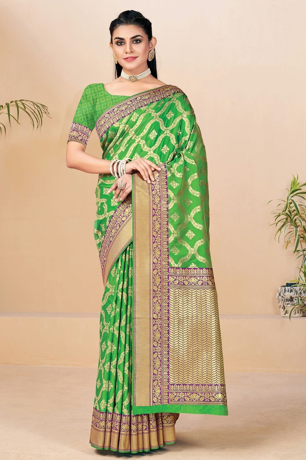 Light Green Colour Woven Work Banarasi Silk Saree SD1101278