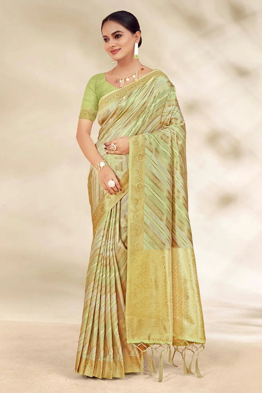Light Green Colour Woven Work Cotton Saree SD1101938