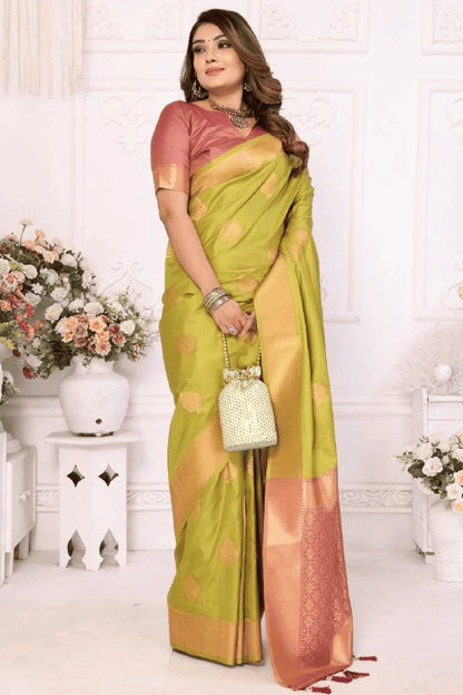 Light Green Colour Woven Work Lichi Soft Silk Traditional Saree SD1250312 A