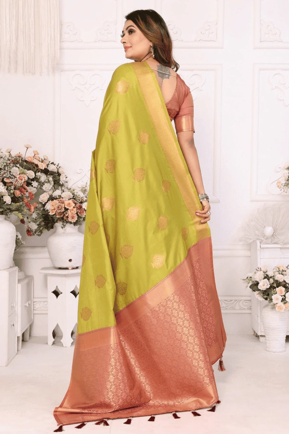 Light Green Colour Woven Work Lichi Soft Silk Traditional Saree SD1250312 B
