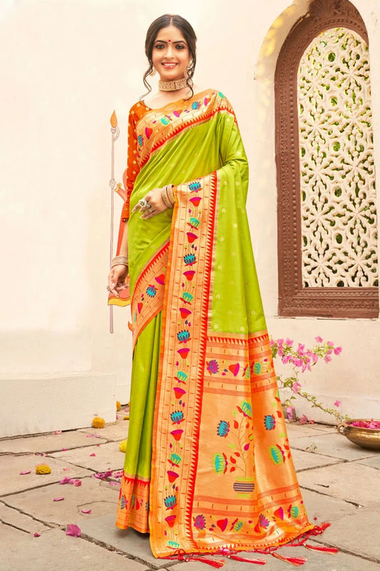 Light Green Colour Woven Work Paithani Silk Saree SD1101404
