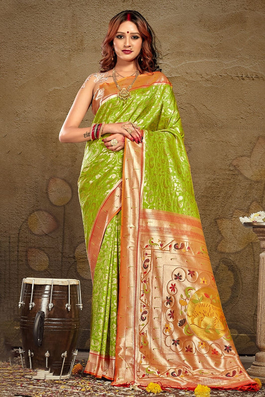 Light Green Colour Woven Work Paithani Silk Saree SD1101419