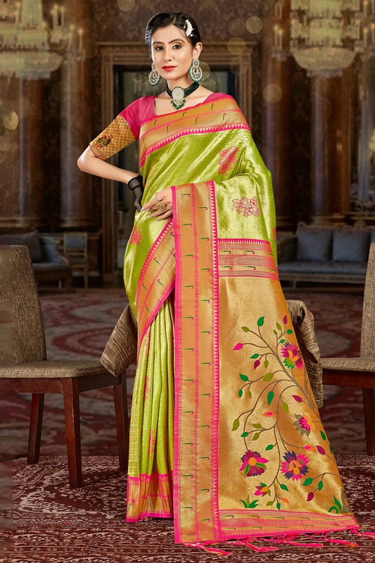 Light Green Colour Woven Work Paithani Silk Saree SD1101422