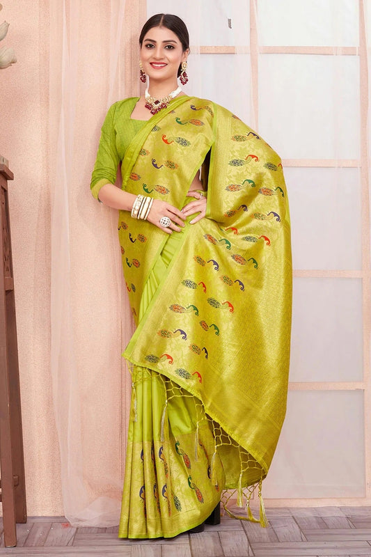 Light Green Colour Woven Work Paithani Silk Saree SD1101640