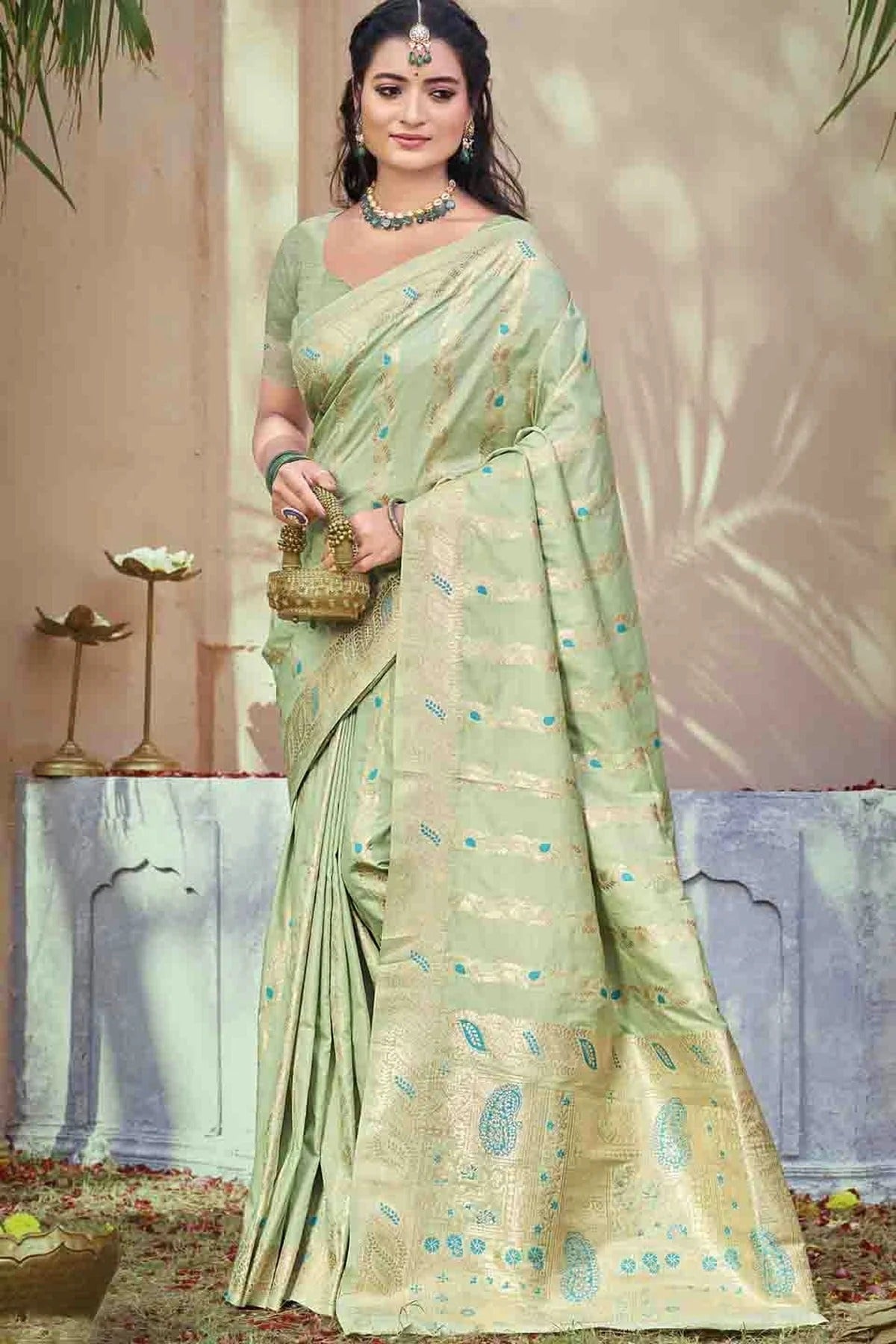 Light Green Colour Woven Work Silk Traditional Saree SD1103470