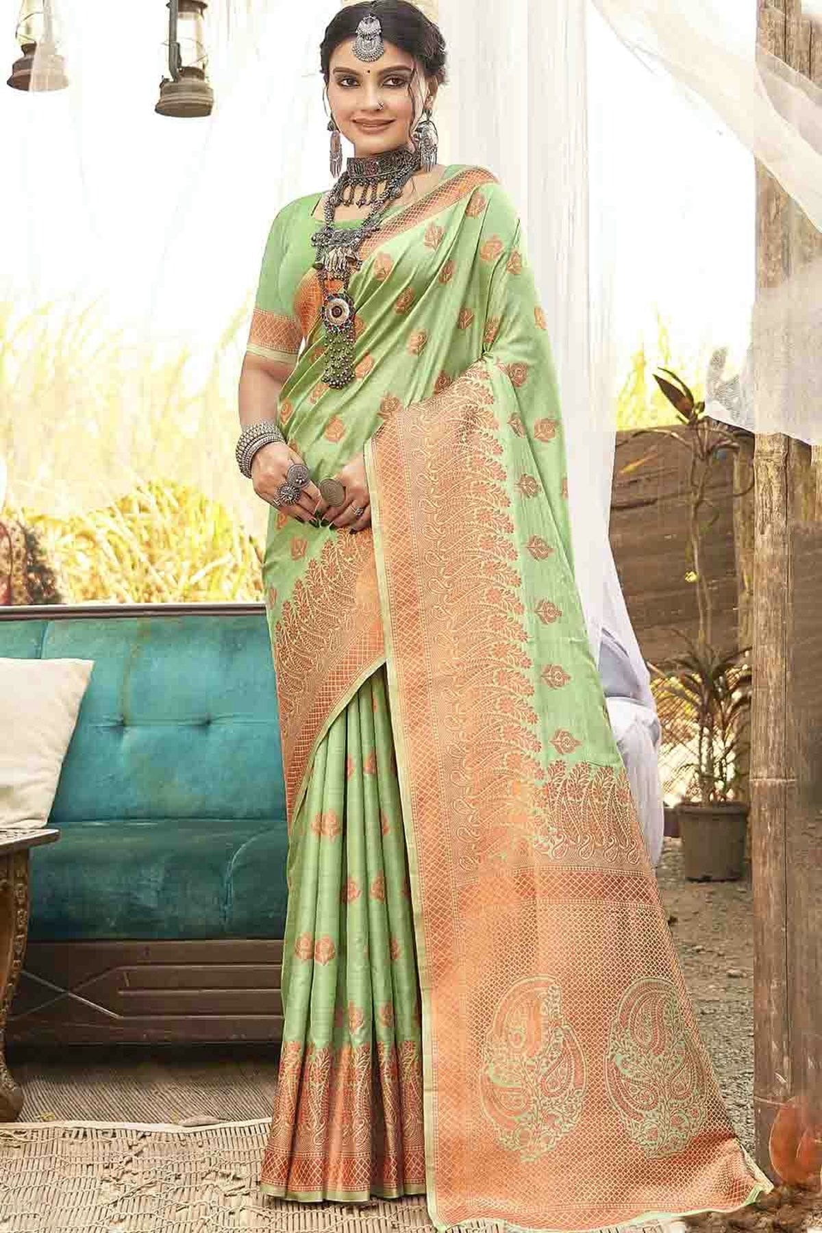 Light Green Colour Woven Work Silk Traditional Saree SD1103530