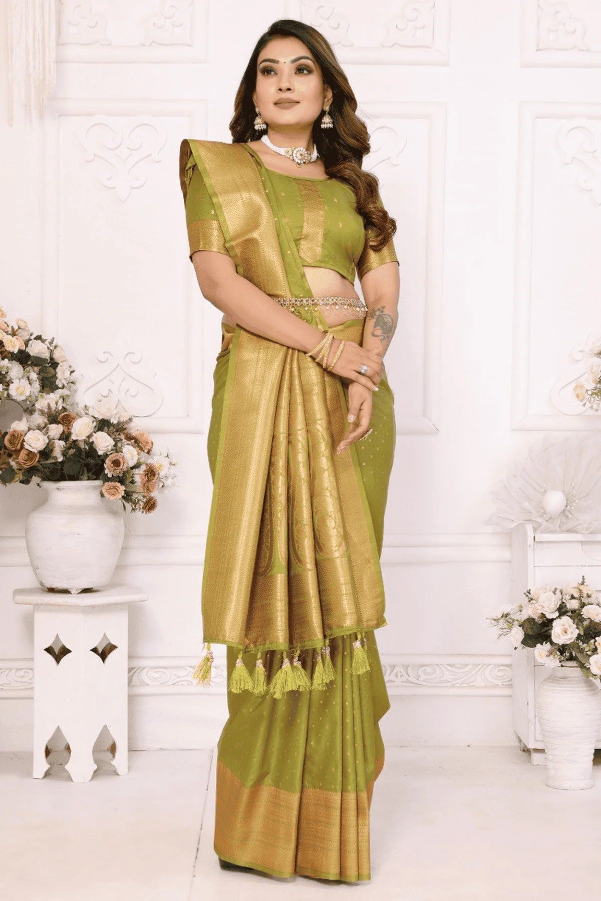 Light Green Colour Woven Work Soft Silk Traditional Saree SD1250279 A