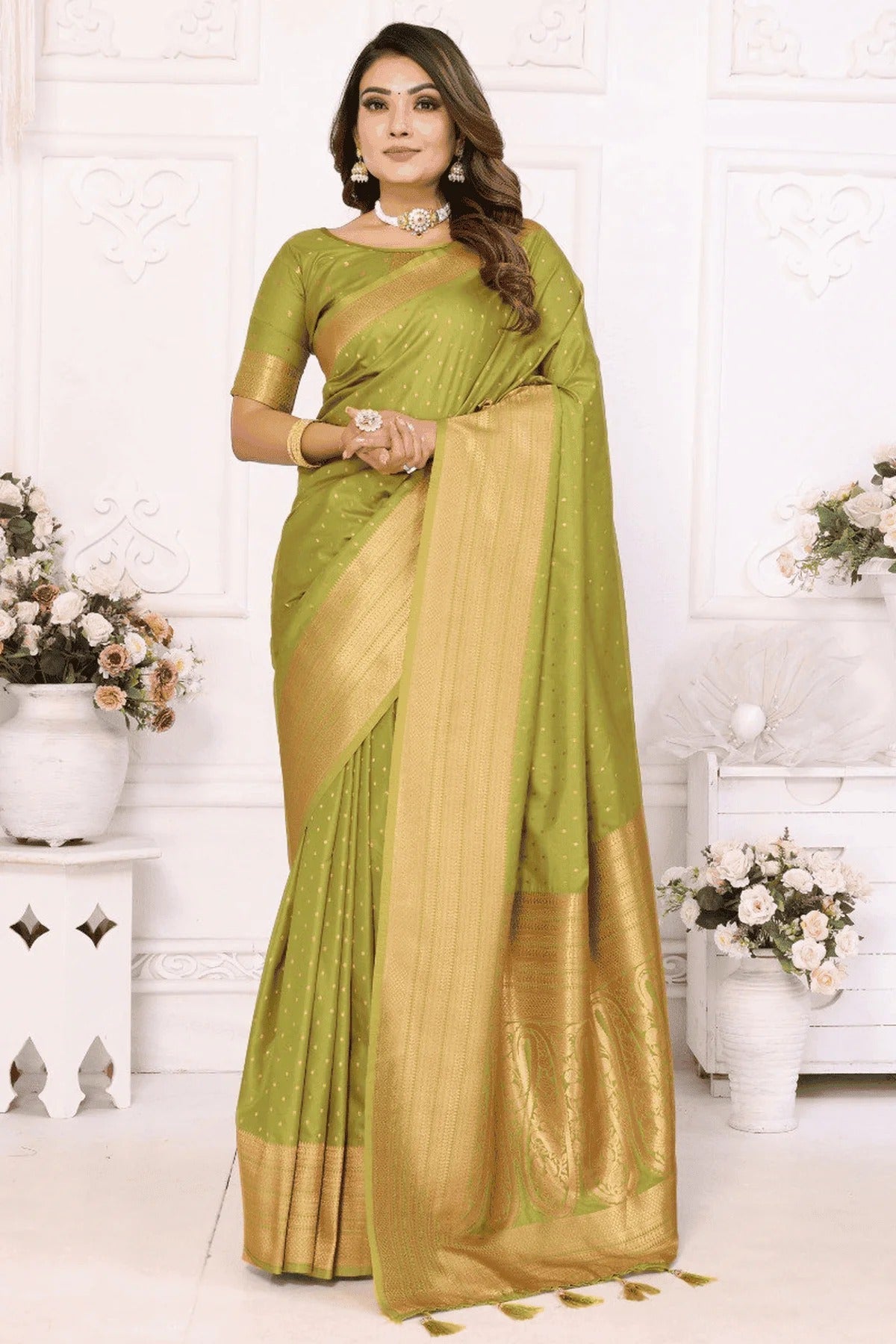 Light Green Colour Woven Work Soft Silk Traditional Saree SD1250279