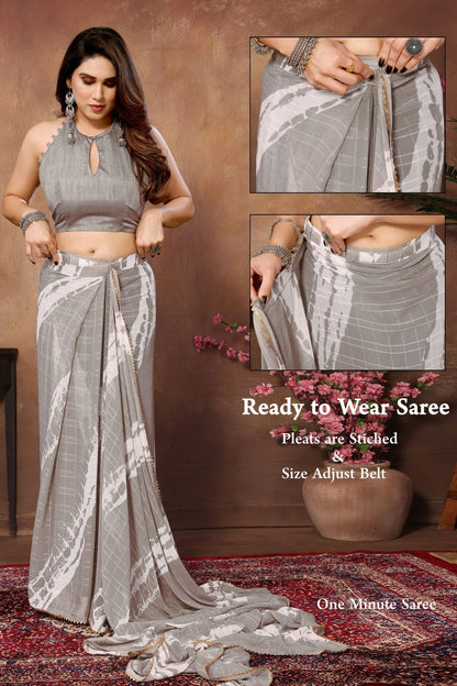 Light Grey Colour Georgette Ready To Wear Saree SD1180029 A
