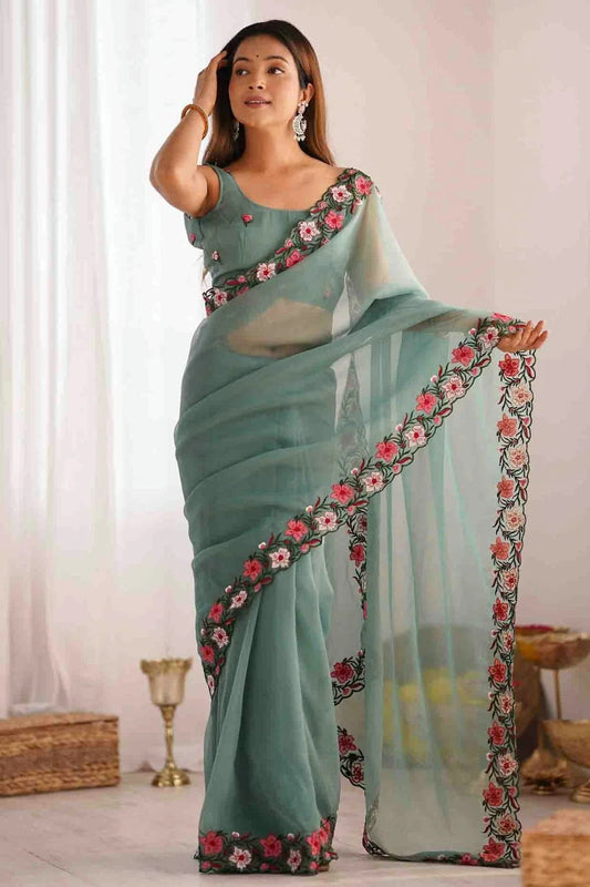 Light Grey Colour Gold Crush Designer Saree SD1111658