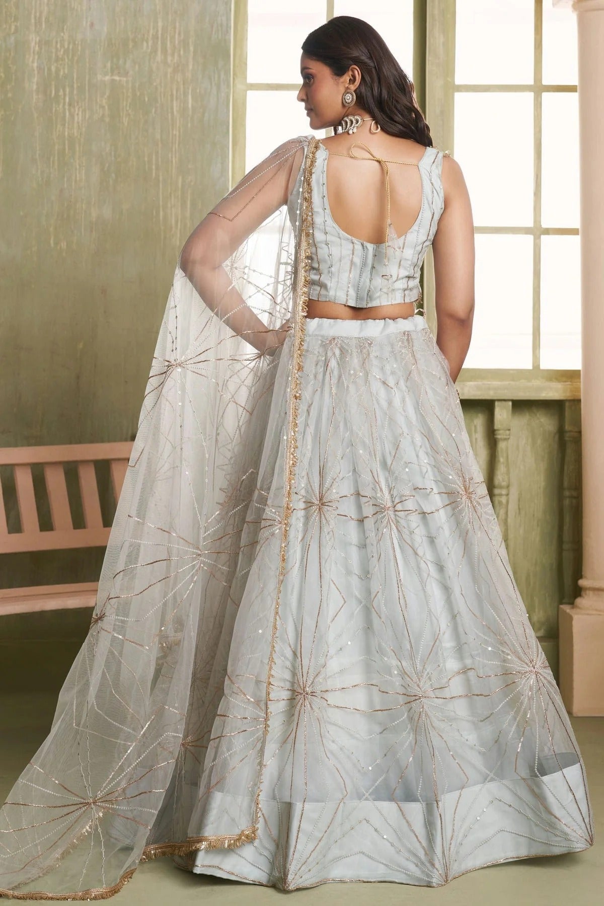 Light Grey Colour Semi Stitched Butterfly Net Lehenga Choli LC1112527 A