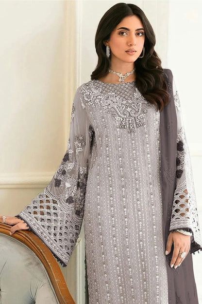 Light Grey Colour Semi Stitched Faux Georgette Pakistani Suit SM1140225 A