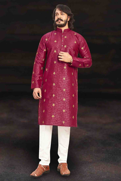 Light Maroon Colour Kurta Pajama In Art Silk KP1210001