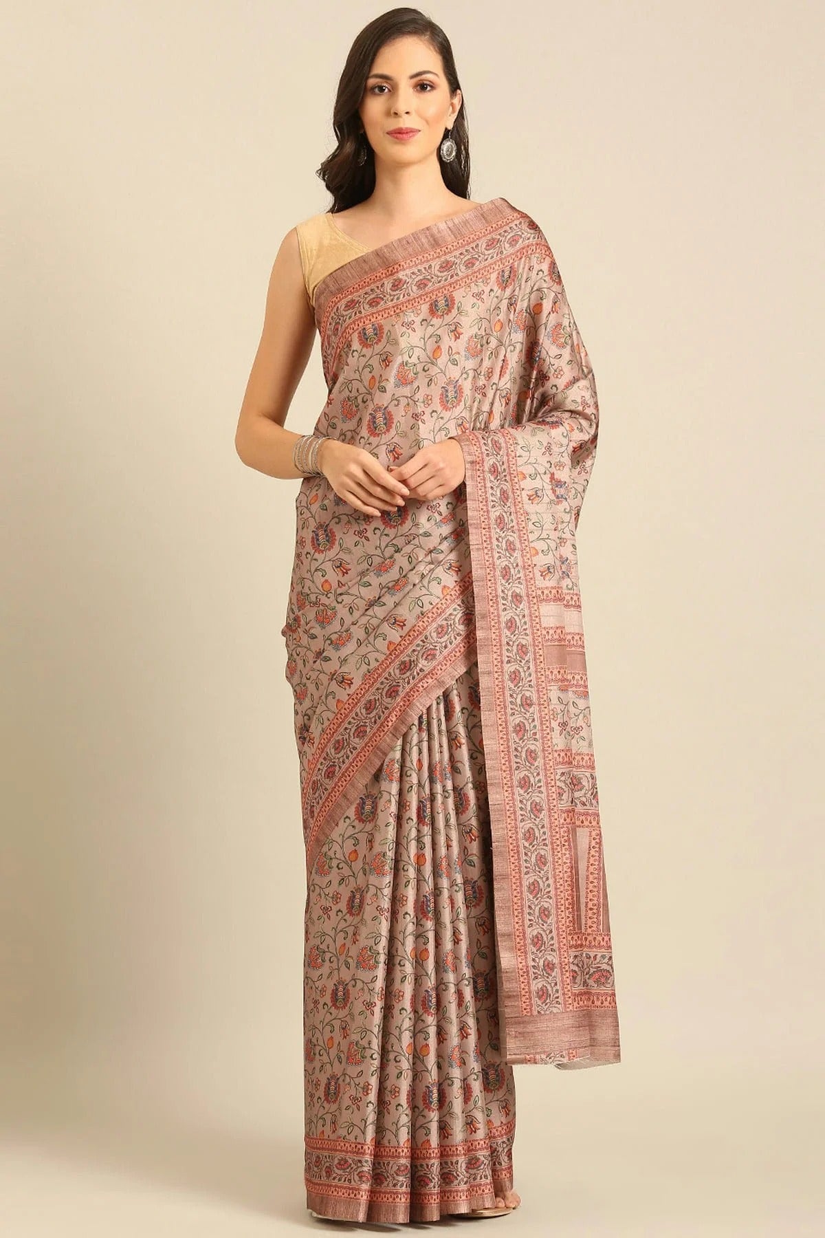 Light Mauve Colour Cotton Katha Handloom Silk Saree SD1102475