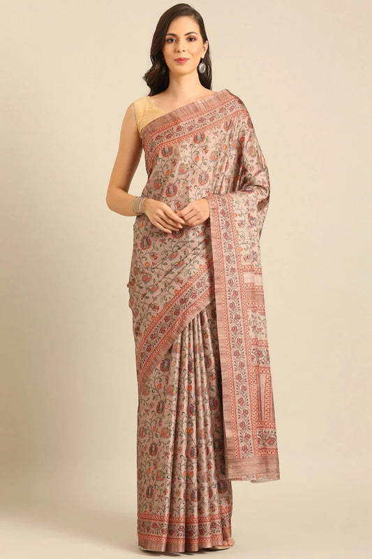 Light Mauve Colour Cotton Katha Handloom Silk Saree SD1102475