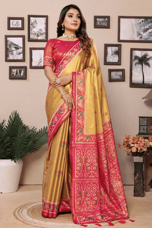 Light Mustard Colour Woven Work Pure Banarasi Tissue Silk Traditional Saree SD1250295