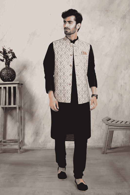 Light Pink Colour Banarasi Silk Digital Printed Kurta Pajama With Jacket